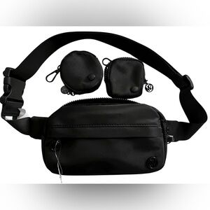 Steve Madden Black Belt Crossbody Fanny Pack Bag Set